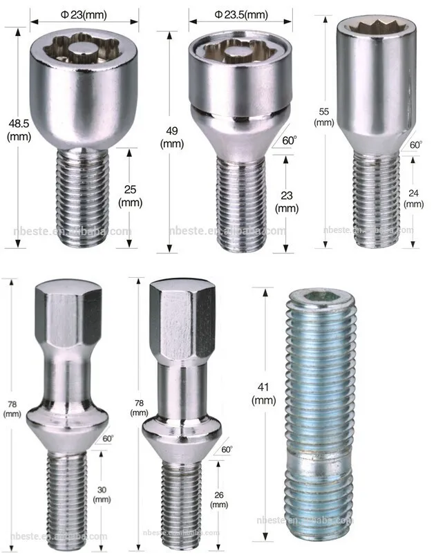 Wheel Lock Bolt/lock Set Spline Antitheft Wheel Bolts M12*1.5/ M14*1.5