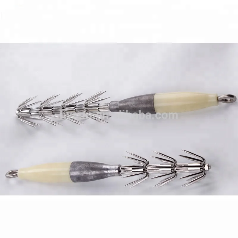 big squid fishing hook Fluke Rig- Glow Squid-12 Per Pack #573GW| Shark River Mail Order light attraction 3 razor 7pcs Big Squid Fishing Lures