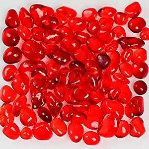 My Fireplace Glass - 10 Pound Pebble Fireplace Glass - 1/4-3/8 Inch Size 2, Strawberry Colored