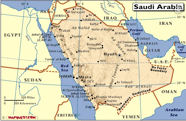 Саудовская аравия египет карта