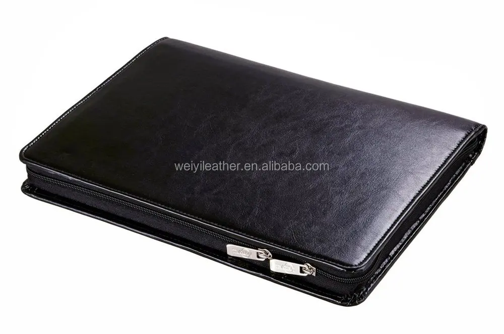 Custom Men Zippered A4 Leather Expandable Portfolio Folders Business