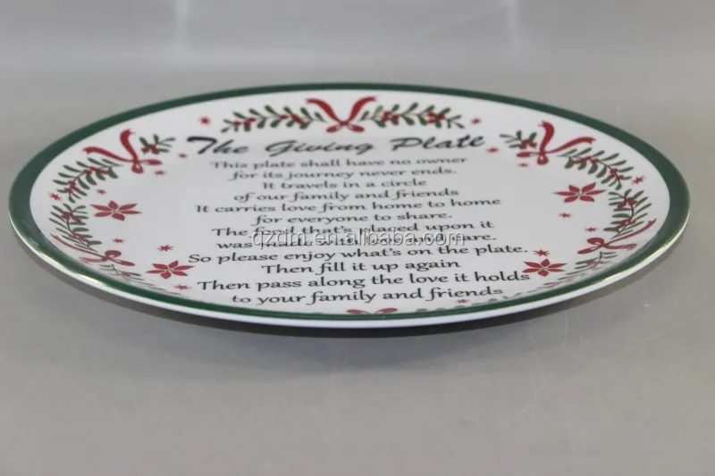 12" Melamine Christmas Plate, X'mas dinner plate
