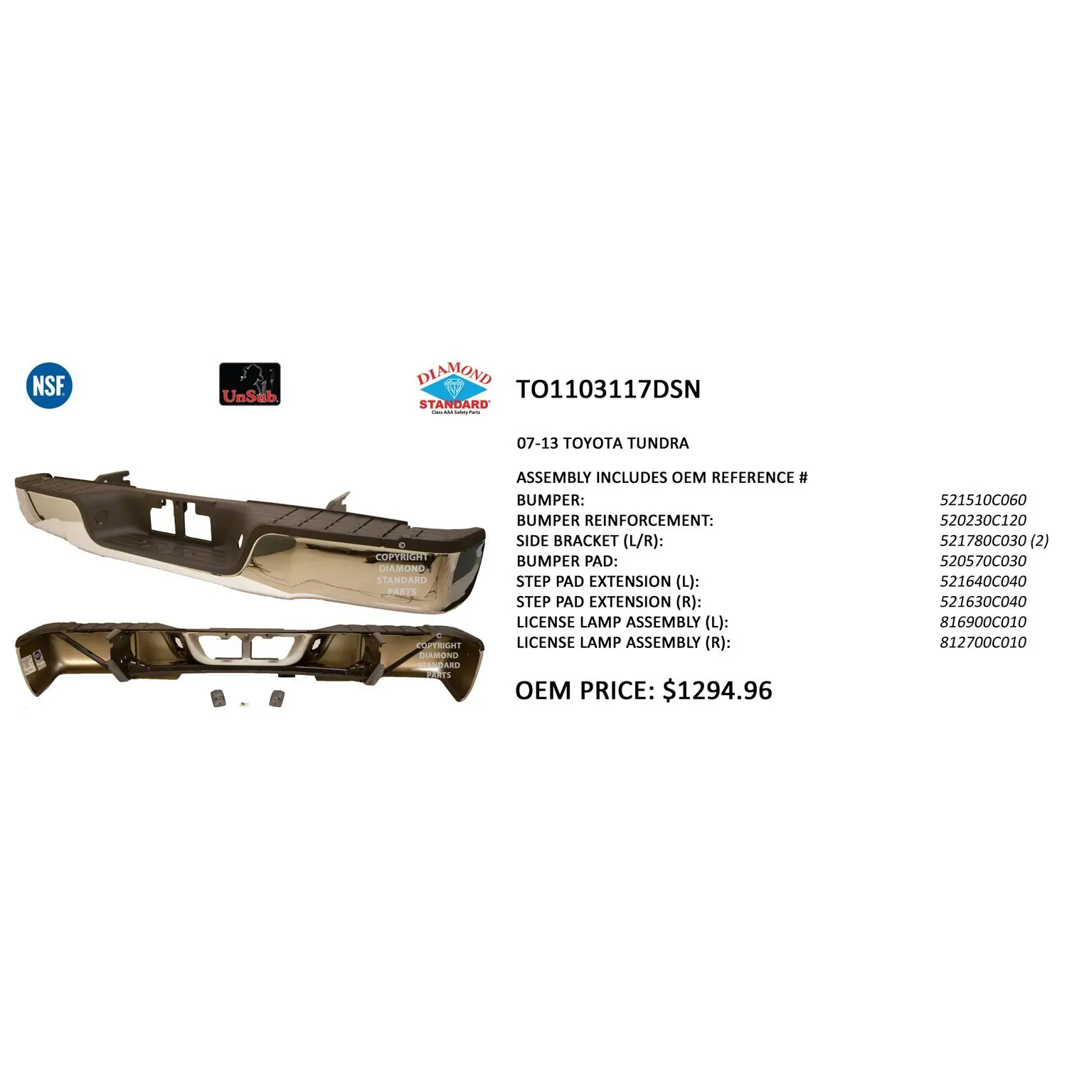 FOR 2014-2017 TUNDRA REAR BUMPER FACE BAR SIDE REINFORCEMENT BRACKET LH
