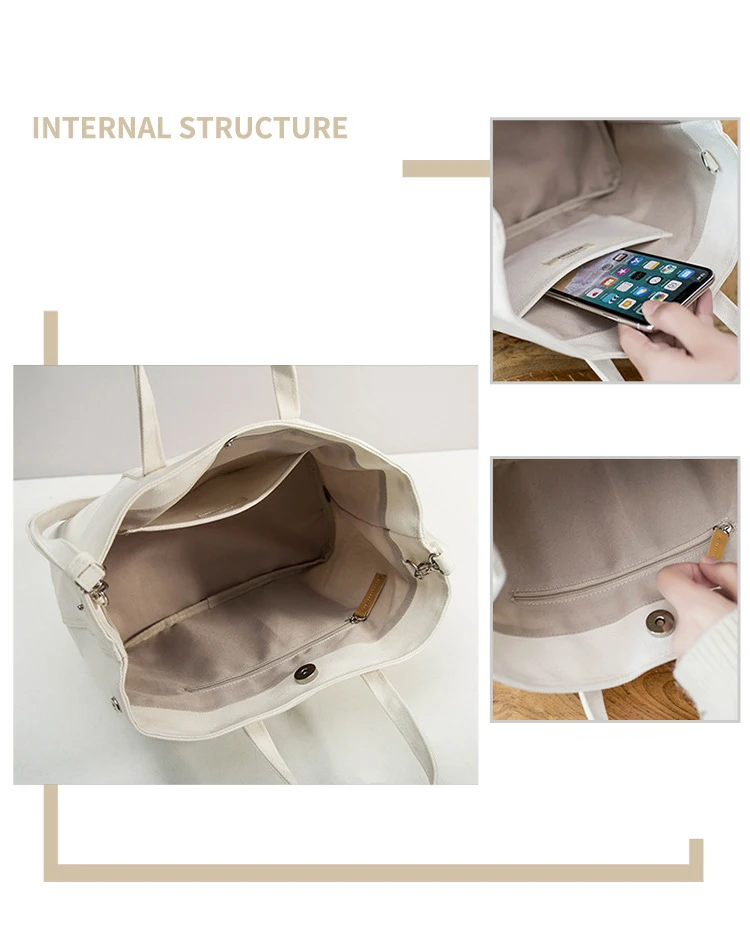 Wholesale Canvas Tote Bag Waterproof Canvas Brand Modern Women Handbag