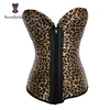 2017 Animal Print Full Women Body Suit Zip Up Corsets & Bustiers With G String