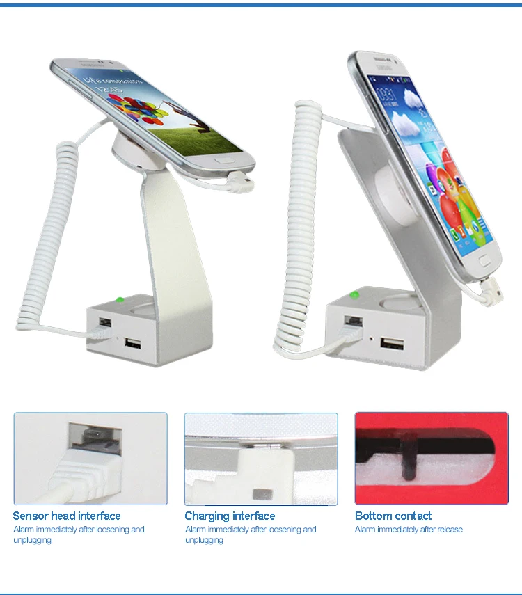 High quality retail shop anti burglar alarm charging mobile phone security display stand