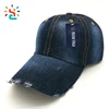 Vintage jean 6 panel hats on sale distressed Gradient color hats 100% cotton Twill Denim baseball cap from brand manufacturer
