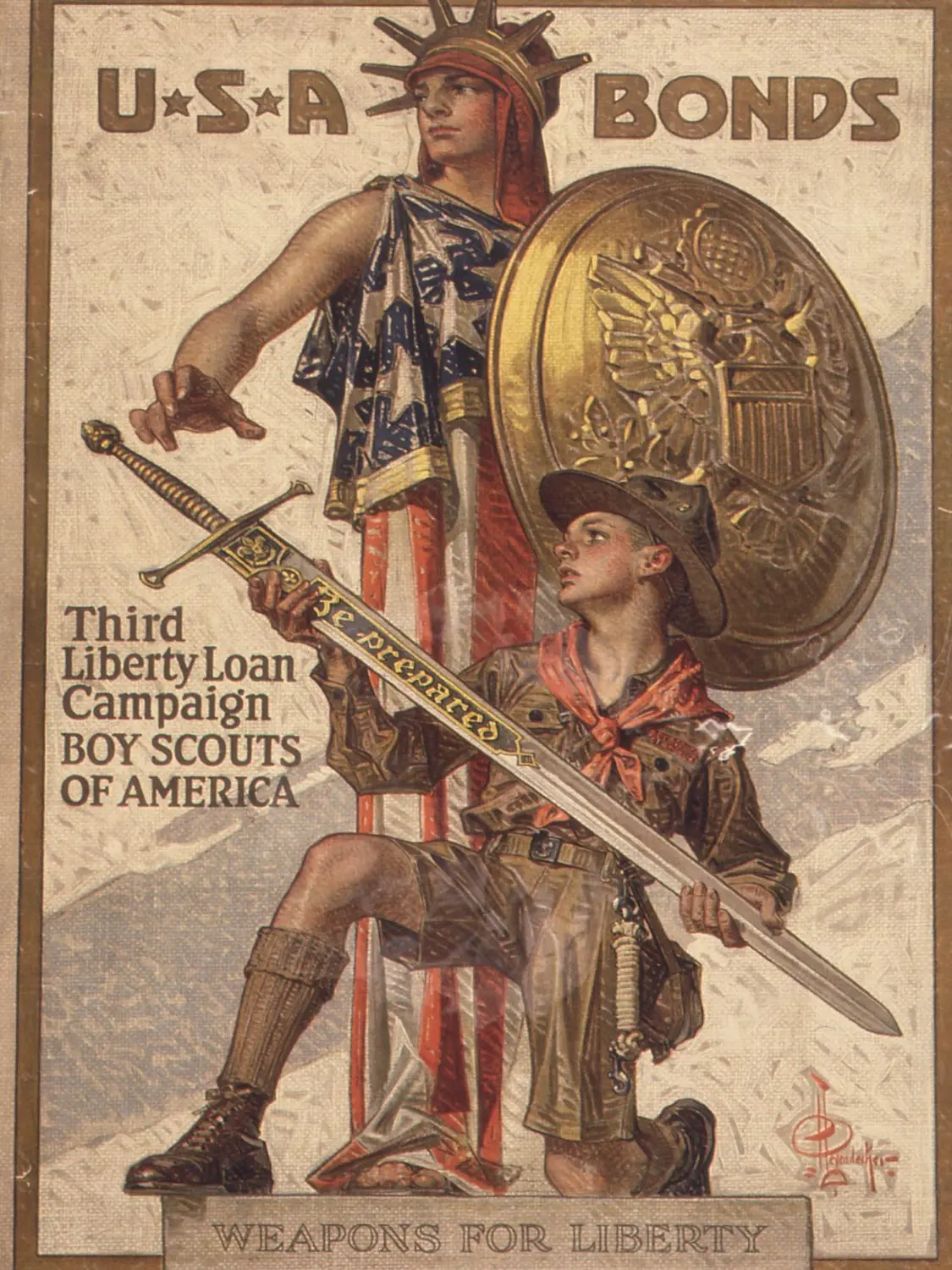3dRose CST/_149392/_1 Vintage USA Bonds Third Liberty Loan Campaign Boy Scouts of America Soft Coasters Set of 4
