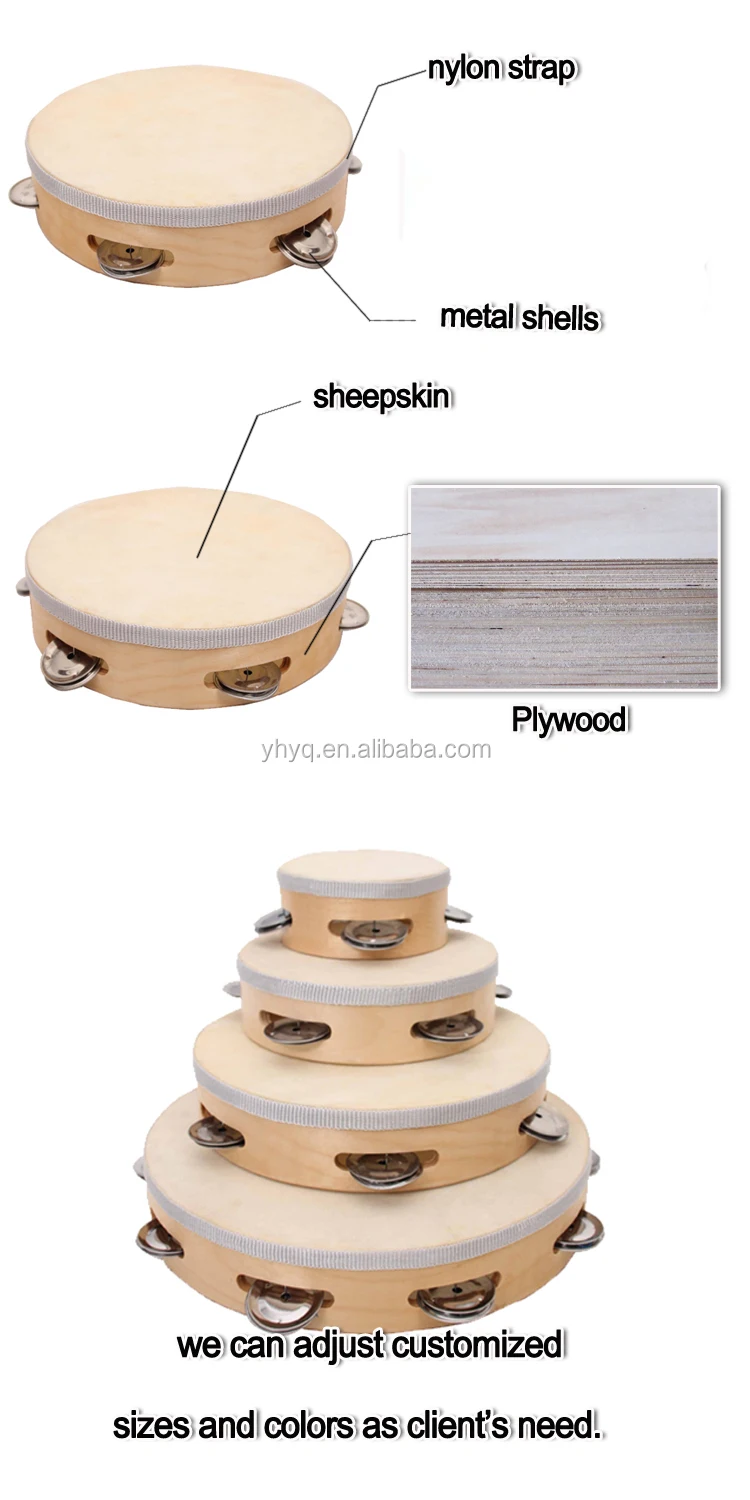 Percussion Instruments And Names Different Size Silk Ribbon Wooden Tambourine Wholesale Buy
