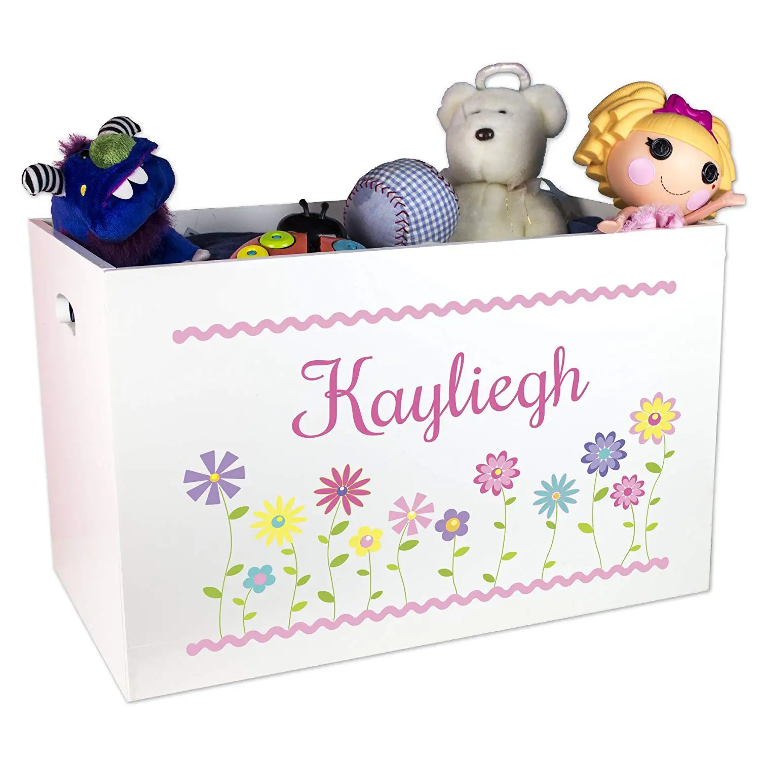 Girl's Personalized White Toy Box.