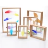 Natural Wood Finished Decorative Double Sided Glass Float Frame