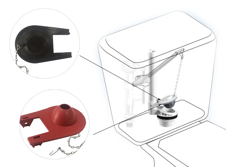 Rubber Toilet Flapper With 9'' Chain And Hook For Toilet Flush Valve