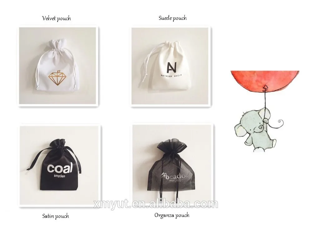 Custom Size Drawstring Gift Organza Pouches Colorful Jewelry Organza Bag Recyclable Grey Color or Customized Acceptable