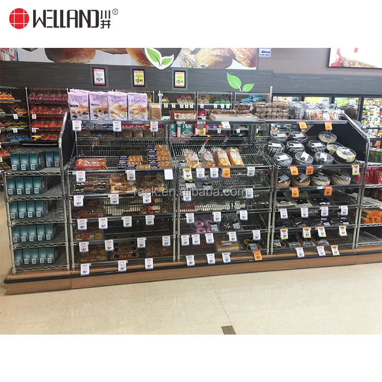 Shopping Mall Rack Shelf5 Tiers Chrome Plate Inclined Gocery Display