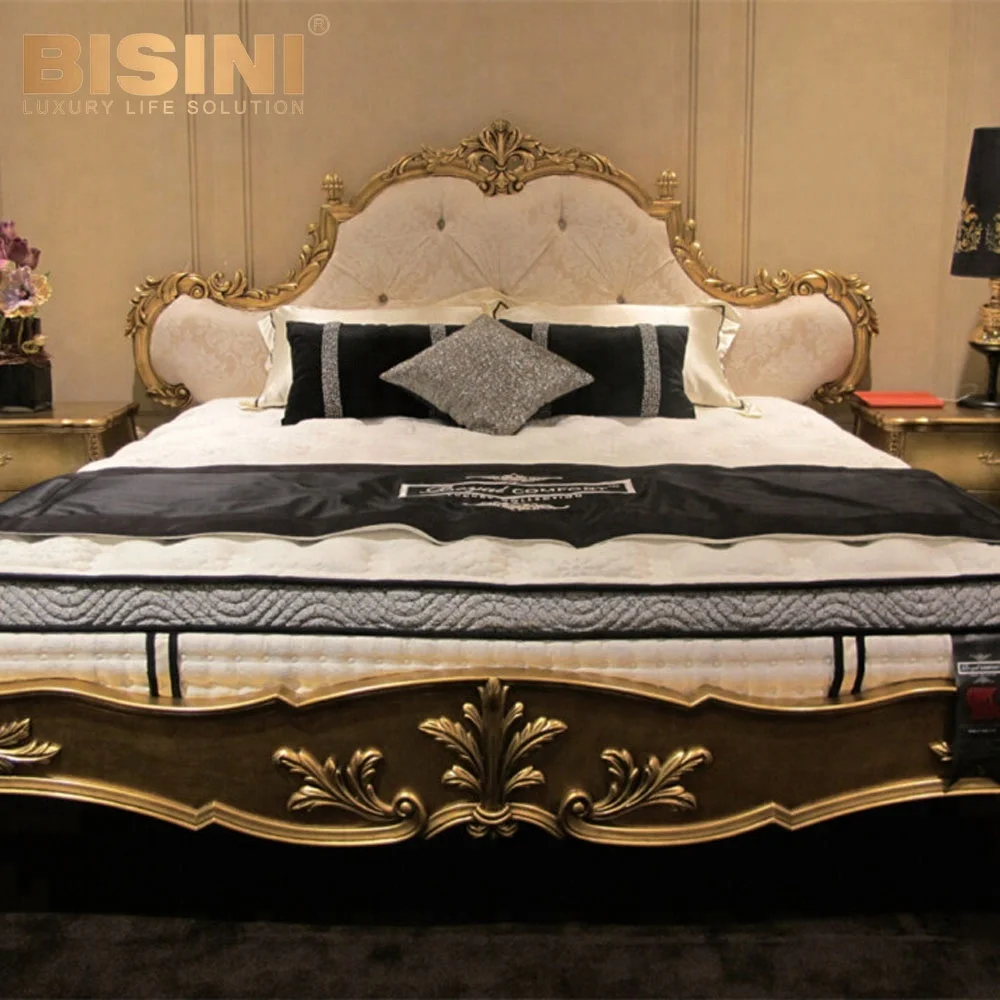 Bisini Royal Headboard Crown With Hand Carved Golden Do Old Luxury Bisini Royal Headboard Crown With Hand