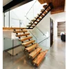 Home style solid timber stairs and mild steel stringer staircase for safety grade
