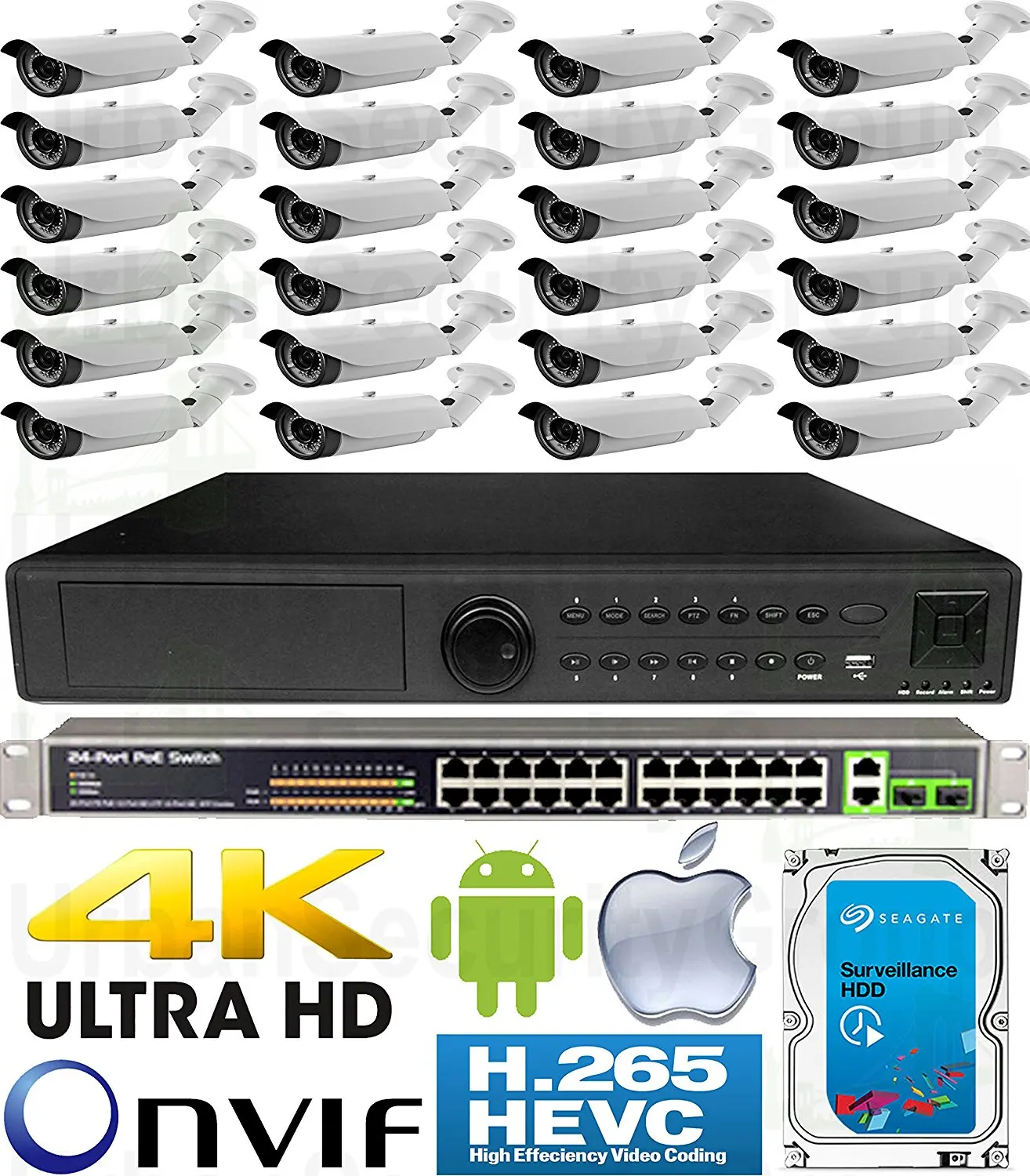 Buy CCTV Accessories security 24port swicher Original TP LINK USG 24 Camera Security System H 265 Sony DSP 5MP Ultra 4K PoE IP CCTV Kit 24x 5MP IP 3 6 10mm Lens Bullet Camera 1x 5MP 24 Channel NVR 1x 26 Port