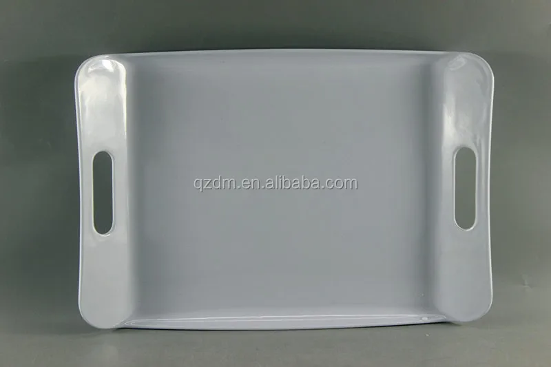 White Melamine Serving Tray With 2 Handle 2 Size
