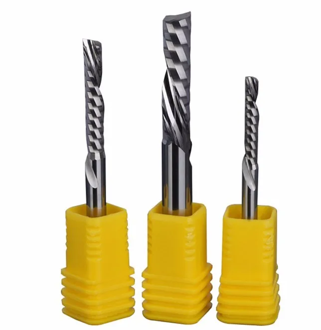 Single Flute Spiral Router Bit Cnc For Acrylic Pvc Mdf Carbide End Mill