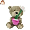 factory wholesale creative cartoon Stuffed Toy plush Teddy Bear with flower pot Valentine's Day Gift