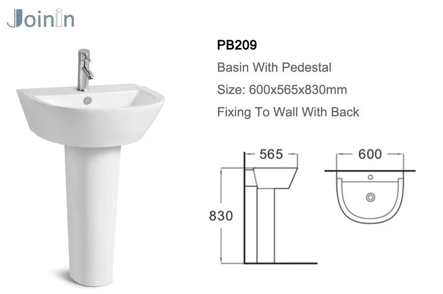 High quality Sanitary Ware Bathroom Ceramic Wash Hand Pedestal Basin PB209