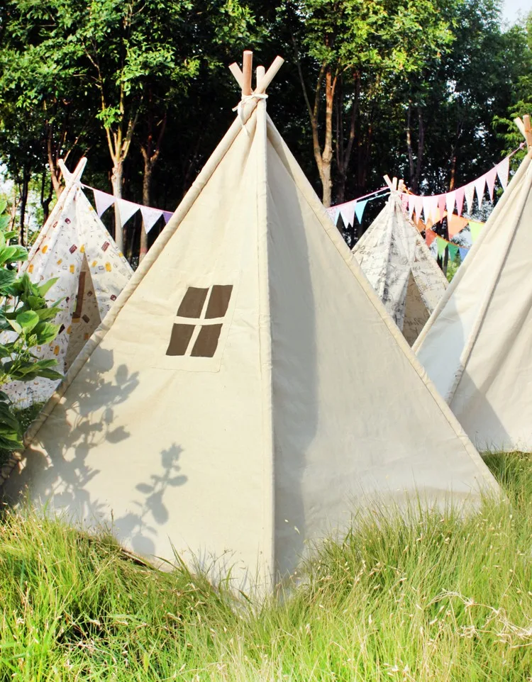 米色亚麻印度儿童帐篷游戏房子帐篷为孩子