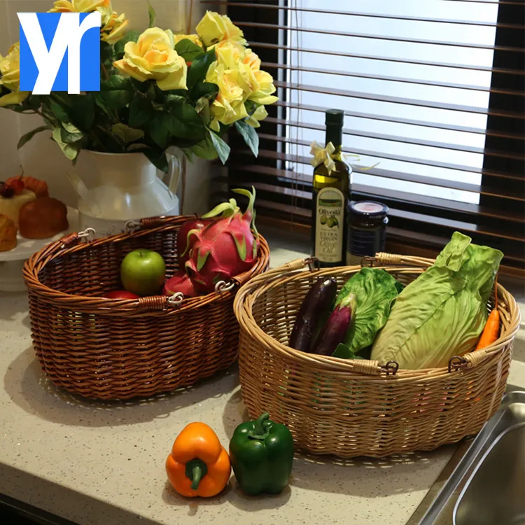 Yrmt Wholesale Wicker Fruit Baskets Vegetable Hanging Basket With Handle Buy Fruit Basket