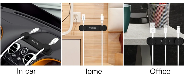 3 Holders Magnetic Cable Clip Holder china Manufacture Silicone Cable Tie For Car Use