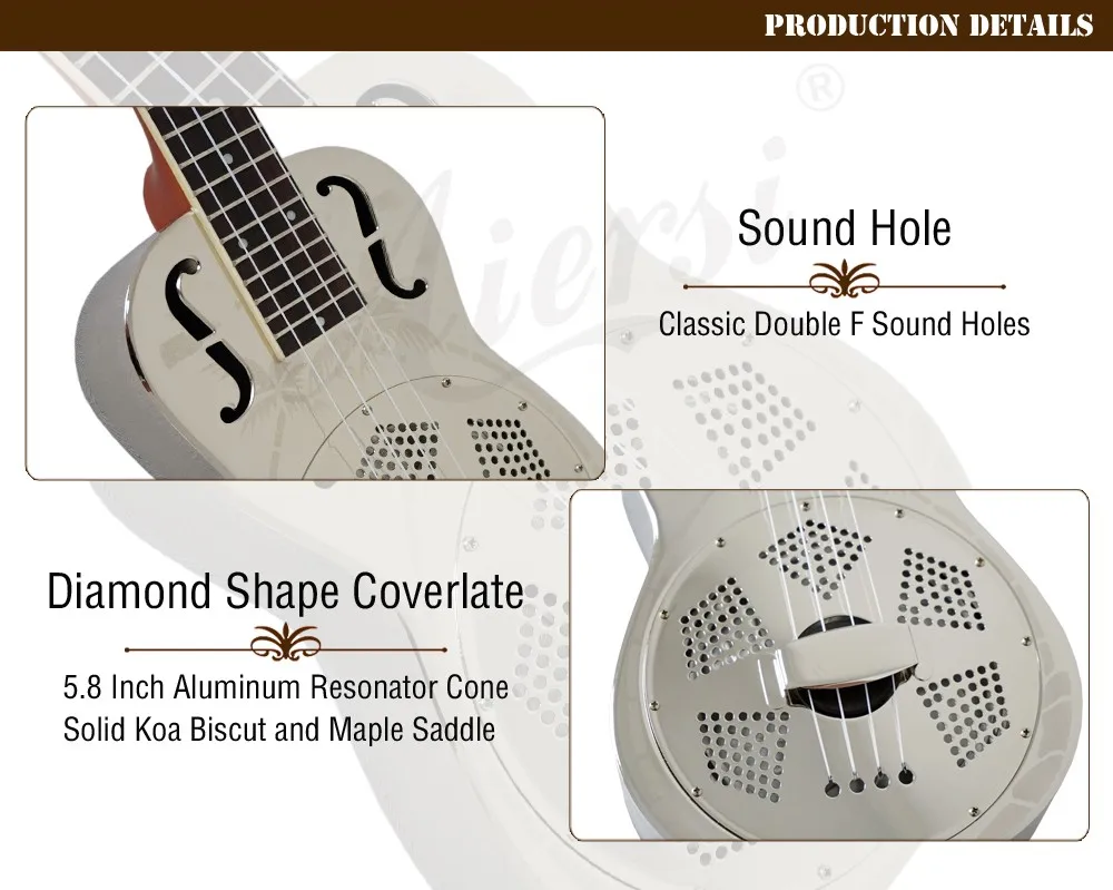 Wholesale Price Aiersi Brand Metal Body 24 Inch Concert Ukelele