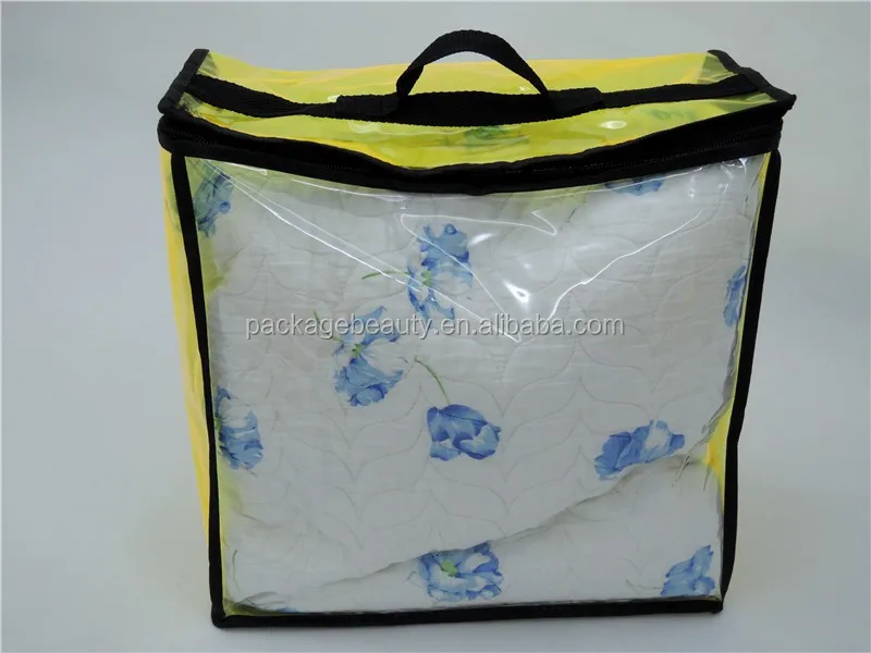 Cheap Custom Printed Clear Plastic Pvc Zipper Bedding Quilt Packaging