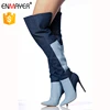 Hot American and European girl jean boots fat women slouch women long knee plus size boots shoes