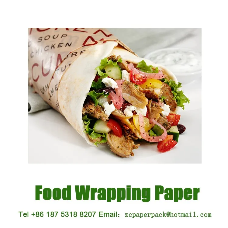 Custom Printed Food Grade Oil Resistant Greaseproof Shawarma Wrapping