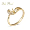 Jewelry factory OEM simple design 9K 375 gold diamond akoya pearl ring