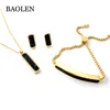 Beautiful Womens Stainless Steel Jewelry Sets Fashion Cute Emerald Marble Pattern Necklaces Stud Earring Bracelets Jewelry Set
