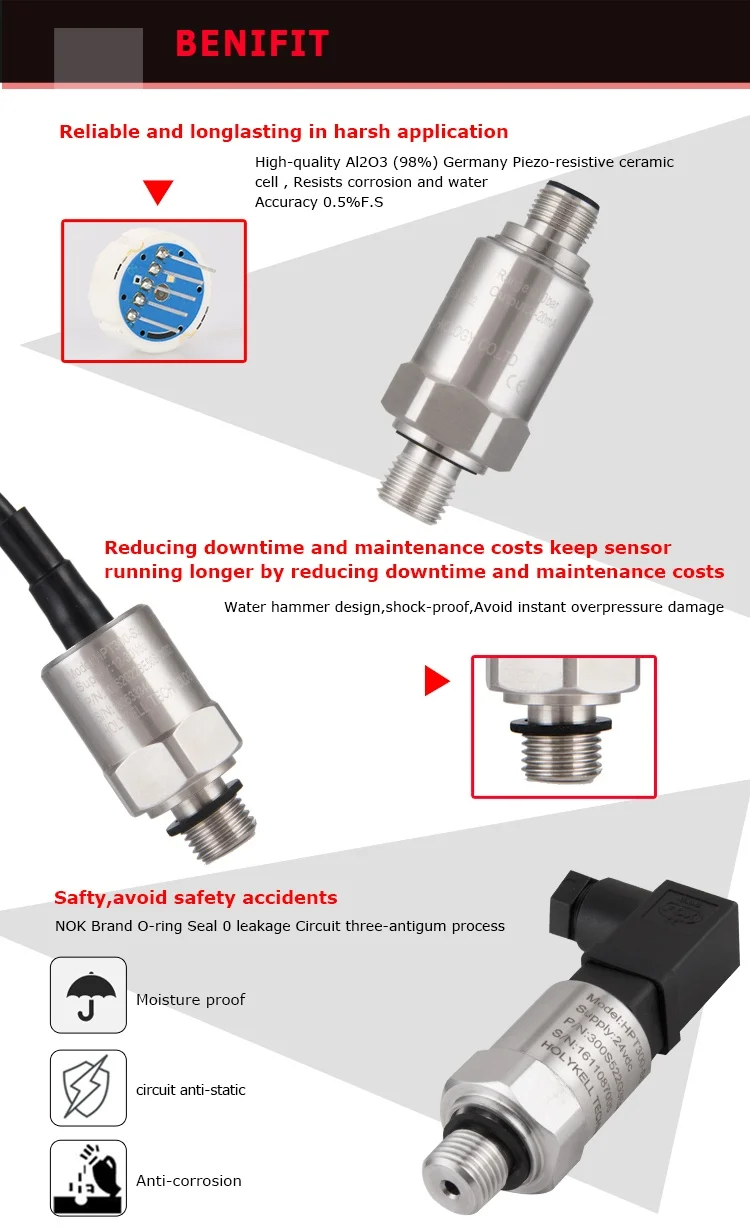 Holykell Oem Hpt300 Series0.54.5v 5v Water Supply Pressure Sensor