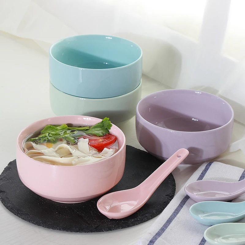 Korean Japanese Style High Quality Ceramic Stackable Rice Soup Bowl And