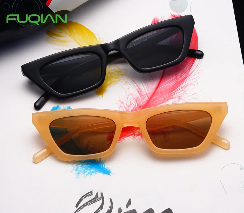 Luxury Small Plastic  Frame  Candy Cat Eye Sun Glasses Unisex Sunglasses