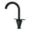 Good Quality Brushed Kitchen Taps, European Standard Black Two Levers Kitchen Mixer Faucet