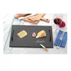 Popular dinnerware kinds stainless steel handles rectangle black slate stone lunch trays
