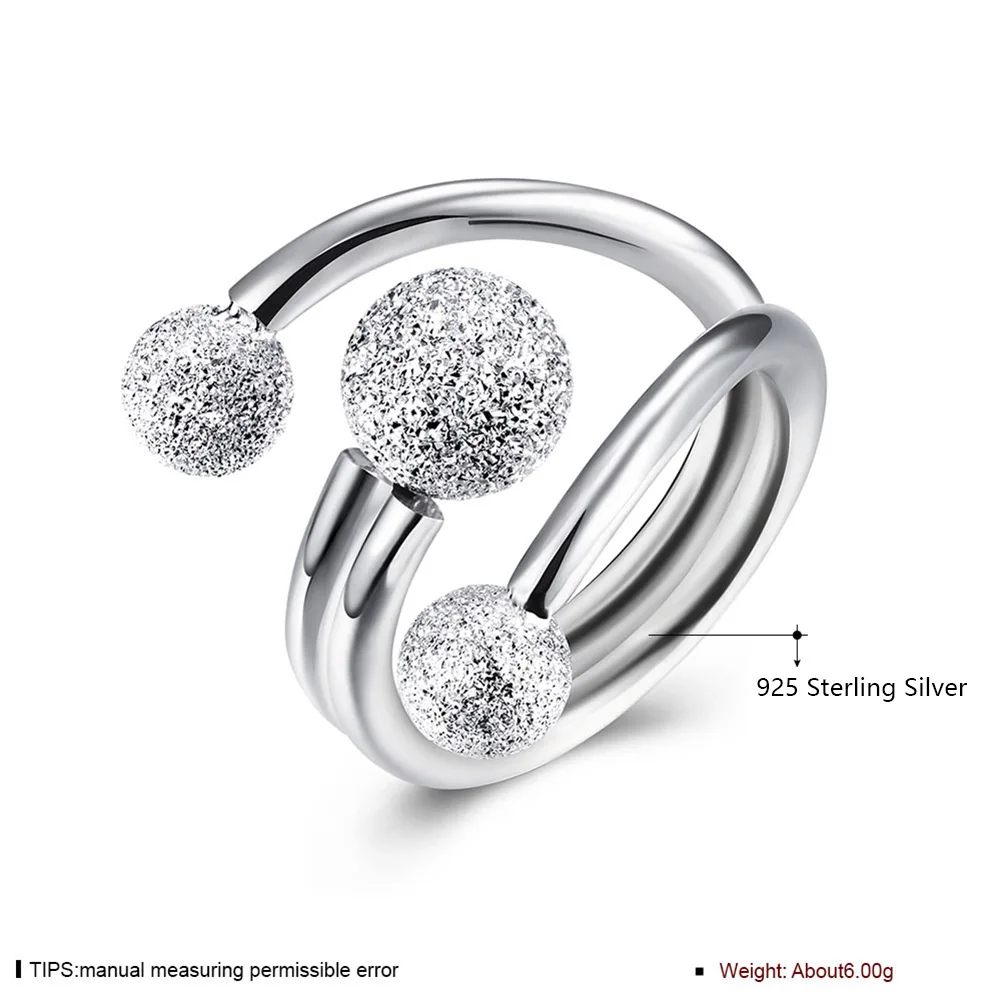 Girl'S Frosted Bead S925 Silver Jewelry Ring