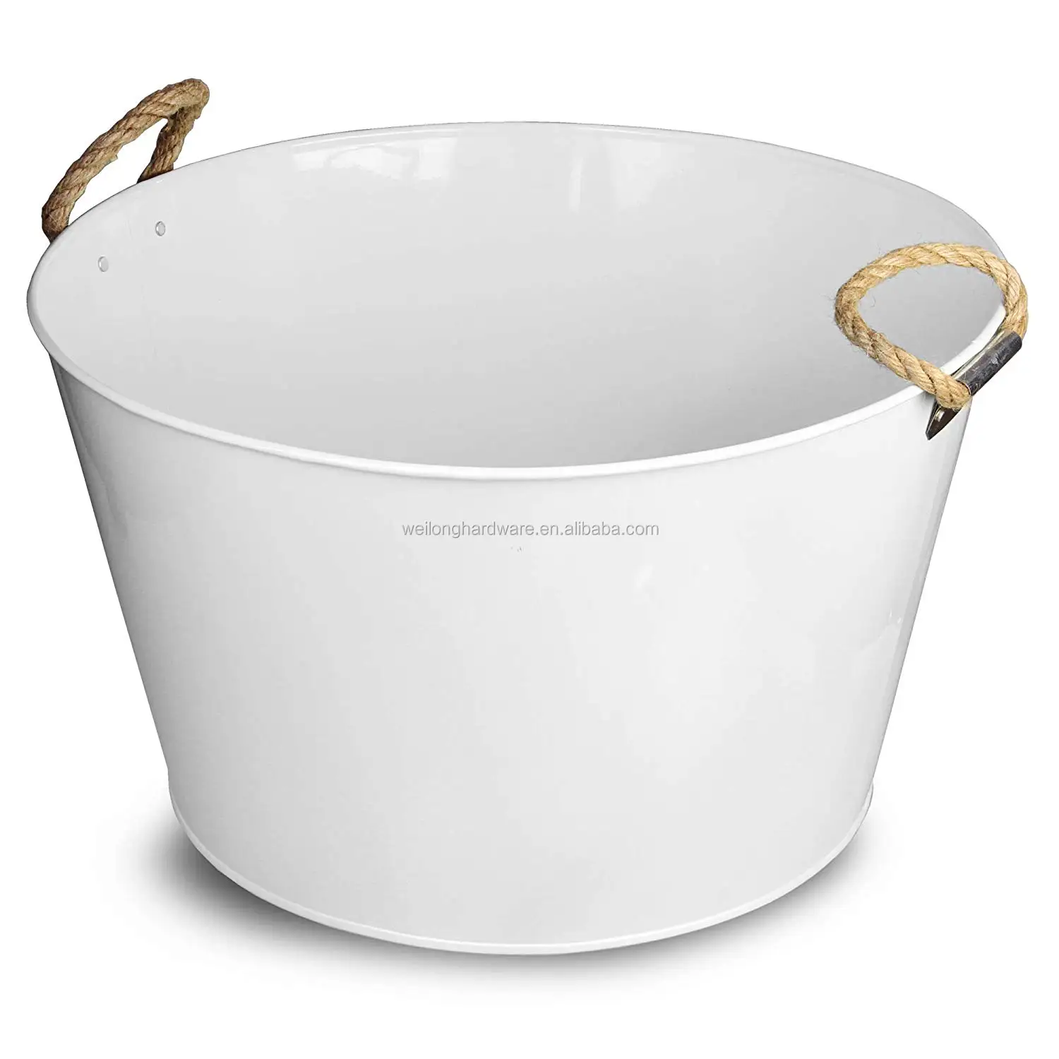 Metal Round Ice Bucket Party Tub With Rope Handles Galvanised Steel