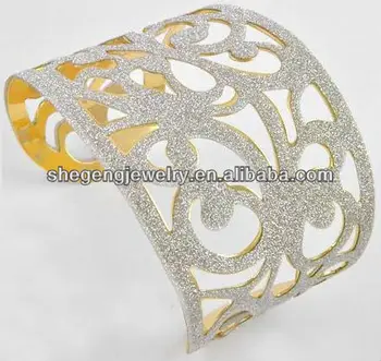 Glitter Cuff Bracelet 2 1 4 High Wide Unique Gold Silver Glitter Cuff Bracelet 2 1 4 High Wide Unique Gold Silver