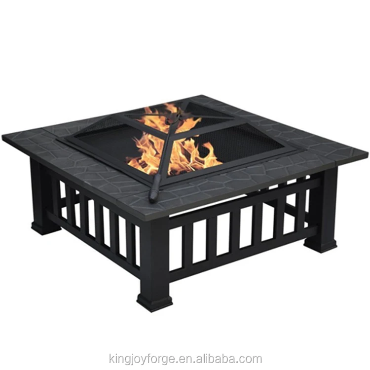 Outdoor Metal Firepit Square Table With Spark Screen - Buy Metal ...