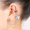 Women Stylish Punk Rock Leaf Chain Tassel Dangle Ear Cuff Wrap Earring