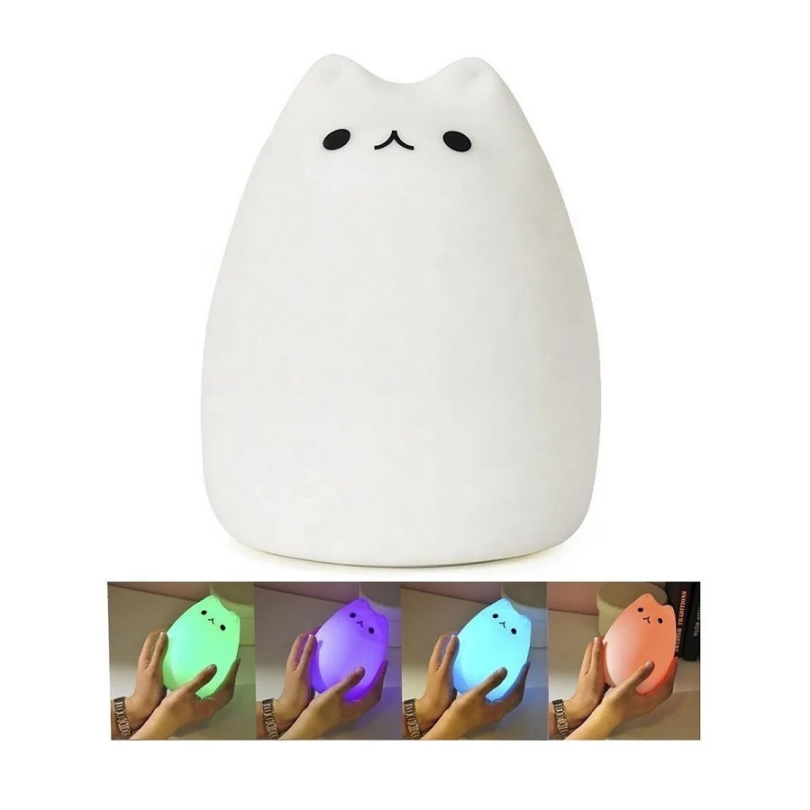 Wholesale cat shape soft silicone baby led night light lamp