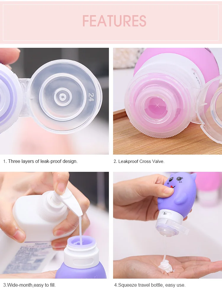 New Item Cute Bpa Free Silicone Travel Tube Small Squeeze Bottles For