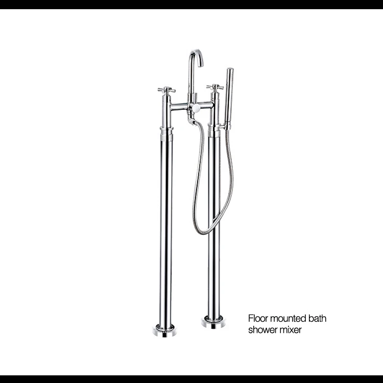 Brass modern Floor mounted bath shower mixer brass chrome plated Multi-purpose