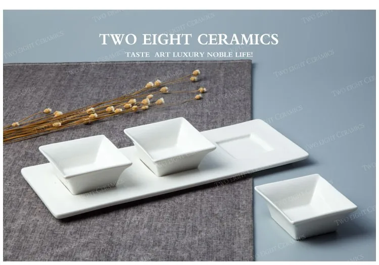 Dinnerware restaurant grace designs ceramic dinnerware 3 pcs square sauce bowls set with tray buffet dishes set porcelain cheap