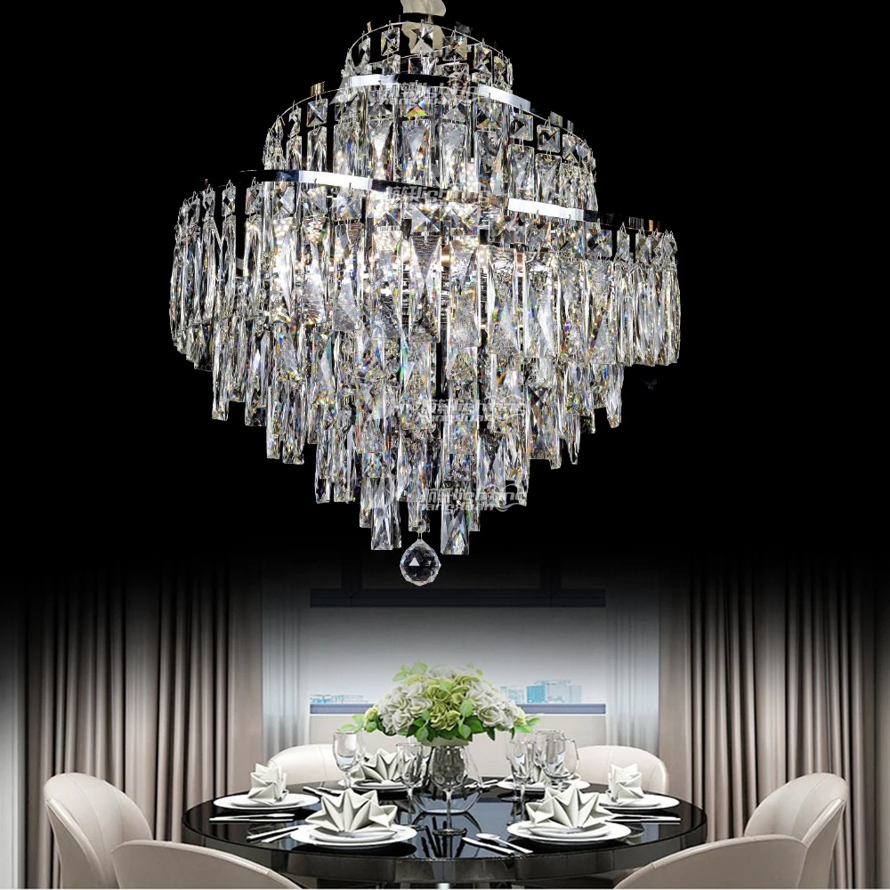 Modern Big Chandelier Antique Silver Crystal Chandelier For Living Room
