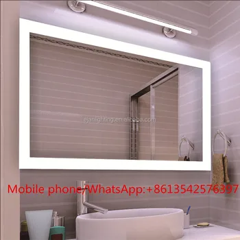 Wall Mount Led Lighted Frameless Bathroom Mirror With Clock Wall Mount Led Lighted Frameless Bathroom Mirror With Clock